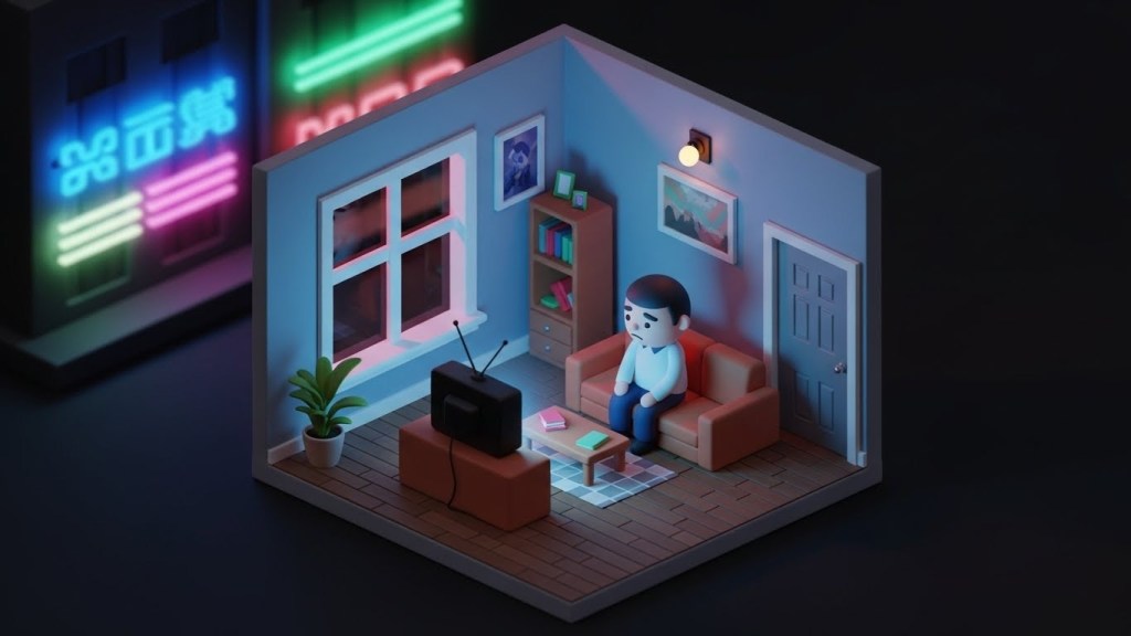 파타야 물가와 은퇴 현실 좁은 콘도 방에서 TV 보는 고립된 생활 단면도