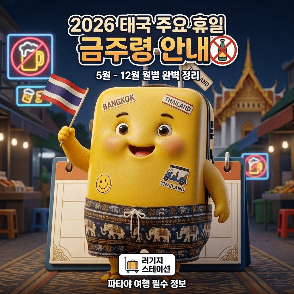 2026 태국 주요 휴일 금주령 안내 월별 달력 정보 및 파타야 러기지 스테이션 추천 이미지