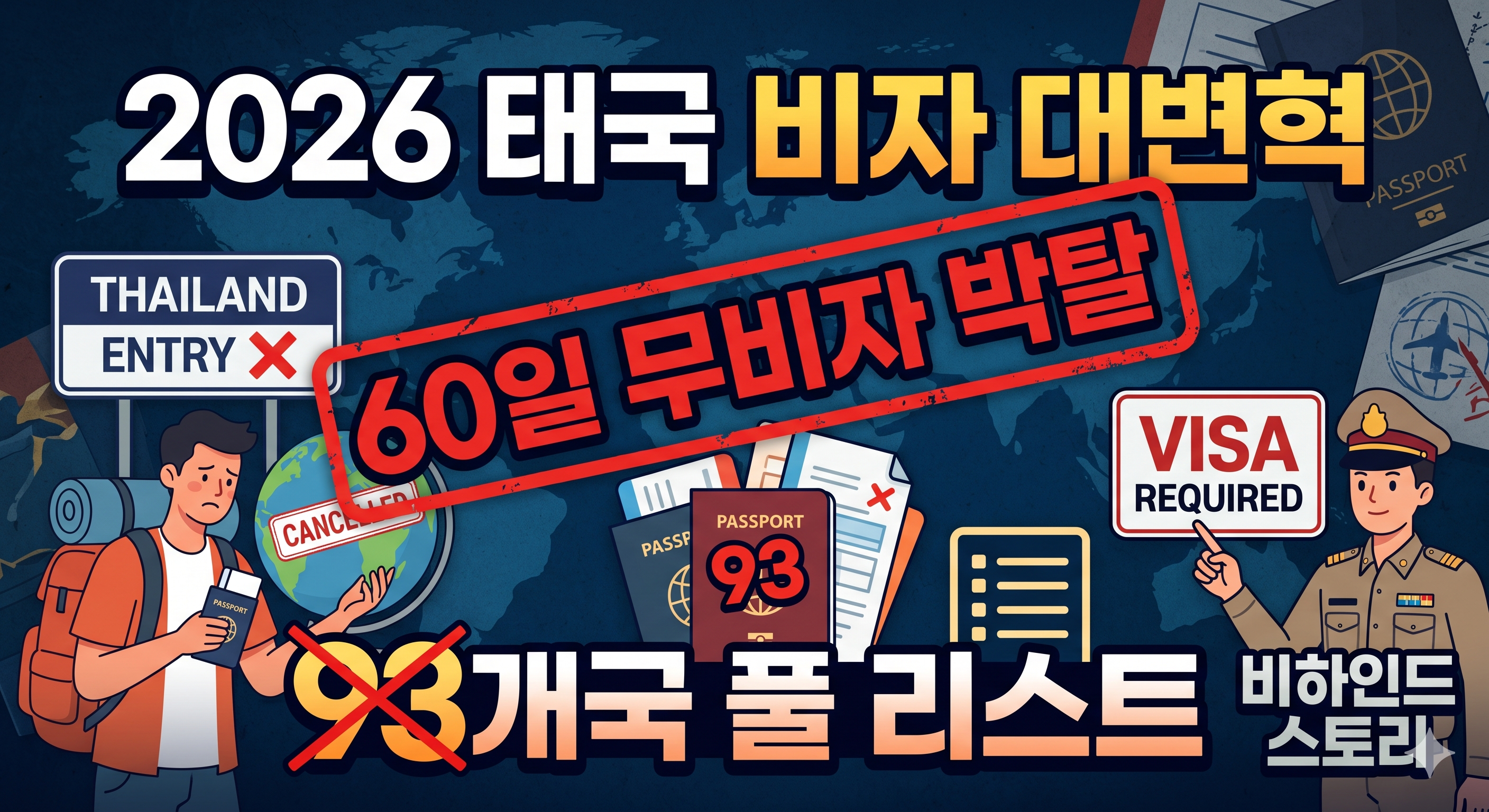2026 태국 비자 변경 : 60일 무비자 박탈당한 93개국 풀 리스트 & 비하인드 스토리